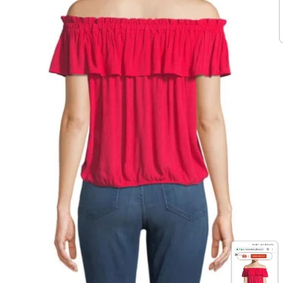 Neiman Marcus Dex Off The Shoulder Tie Hem Blouse - Picture 2 of 5